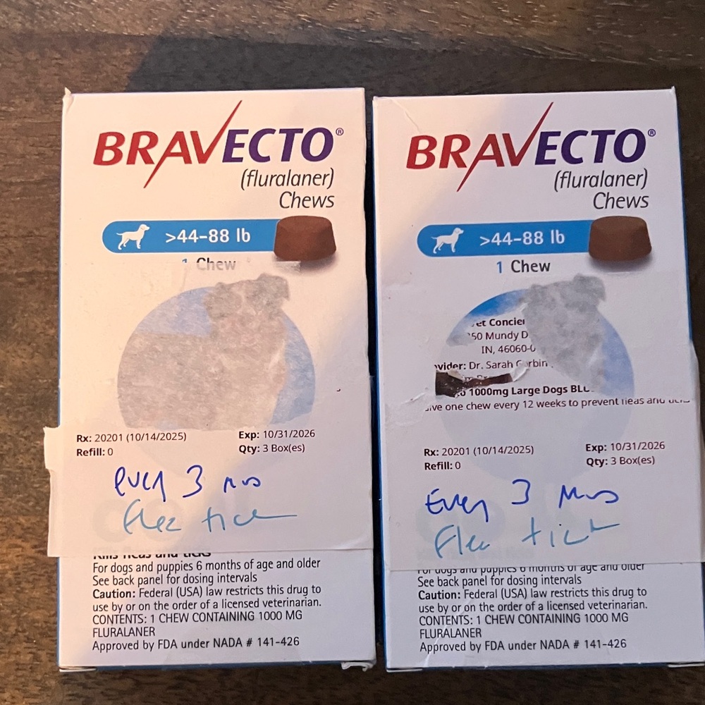Two pack Bravecto Chews for Large Dogs